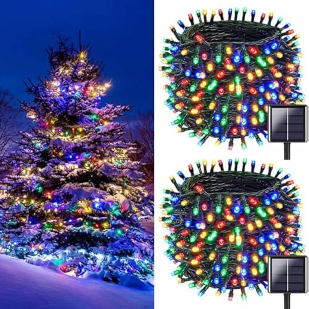 2PK 240LED 95FT Multicolor Solar Christmas Lights Outdoor Waterproof, Solar String Lights for Out... | Amazon (US)