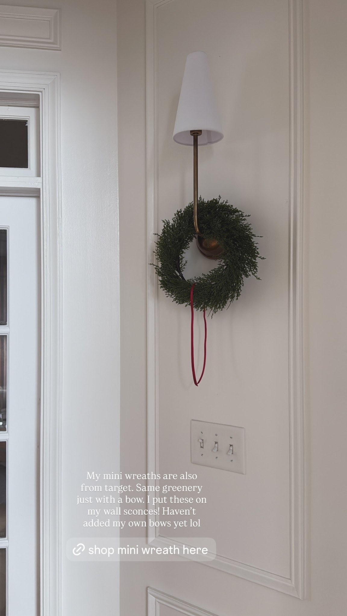 My mini wreaths are also from target. Same greenery just with a bow. I put these on my wall sconces! Haven’t added my own bows yet lol Target Christmas decor 

#LTKSeasonal #LTKHoliday #LTKHome