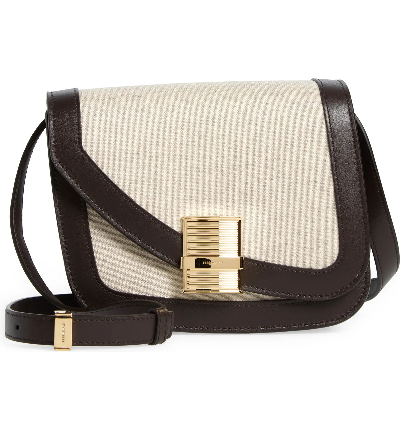 FERRAGAMO Fiamma Canvas & Leather Crossbody Bag | Nordstrom | Nordstrom