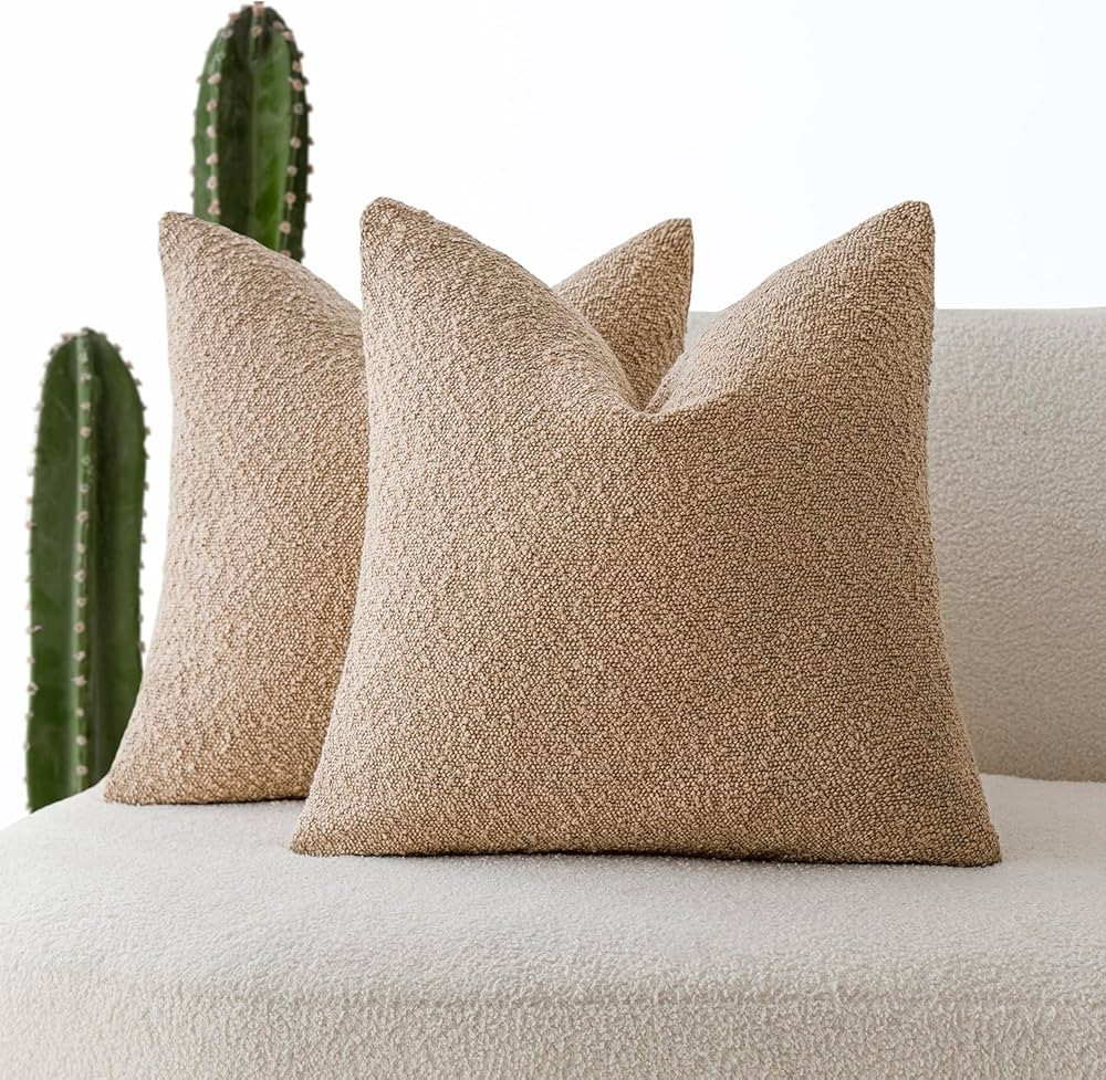 Foindtower Pack of 2 Textured Boucle Throw Pillow Covers Accent Solid Pillow Cases Cozy Soft Deco... | Amazon (US)