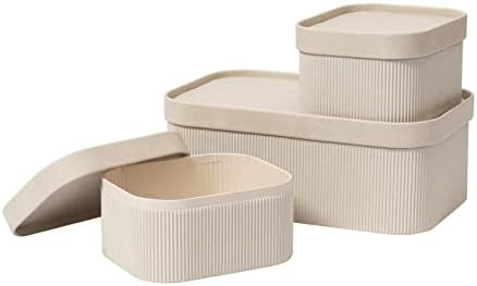 LA JOLIE MUSE Fluted Cardboard Storage Baskets with Leather-Like Lids, Sturdy Stackable Paper Box... | Amazon (US)