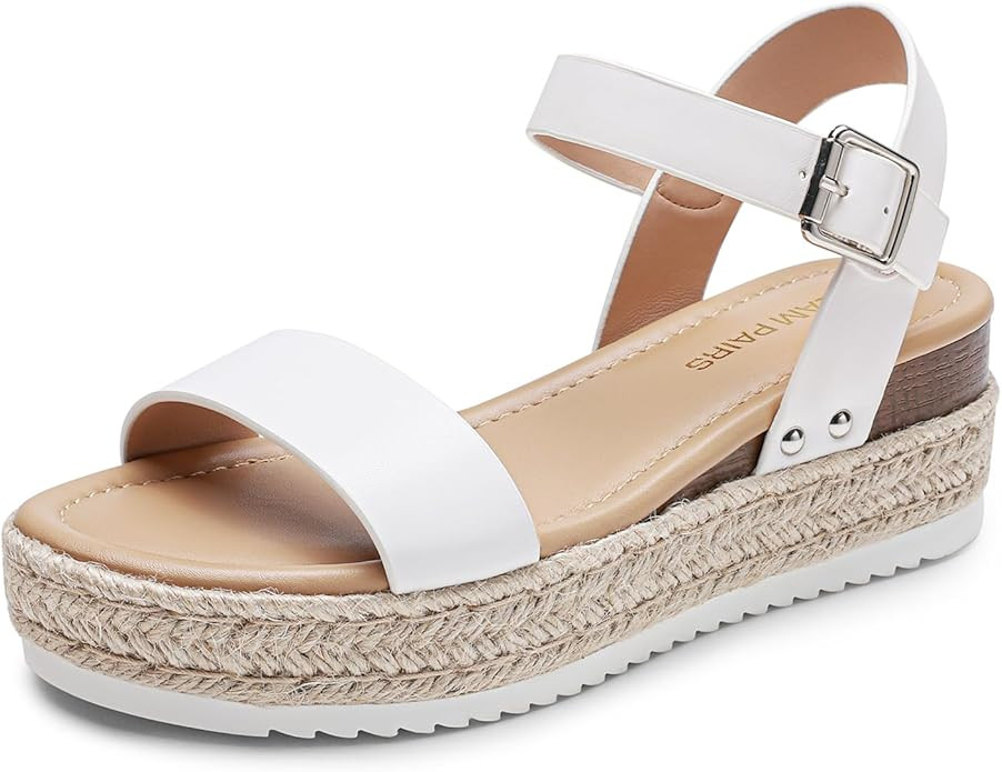 DREAM PAIRS Women's Platform Espadrilles Wedge Sandals, Comfortable Open Toe One Band Sandals for... | Amazon (US)