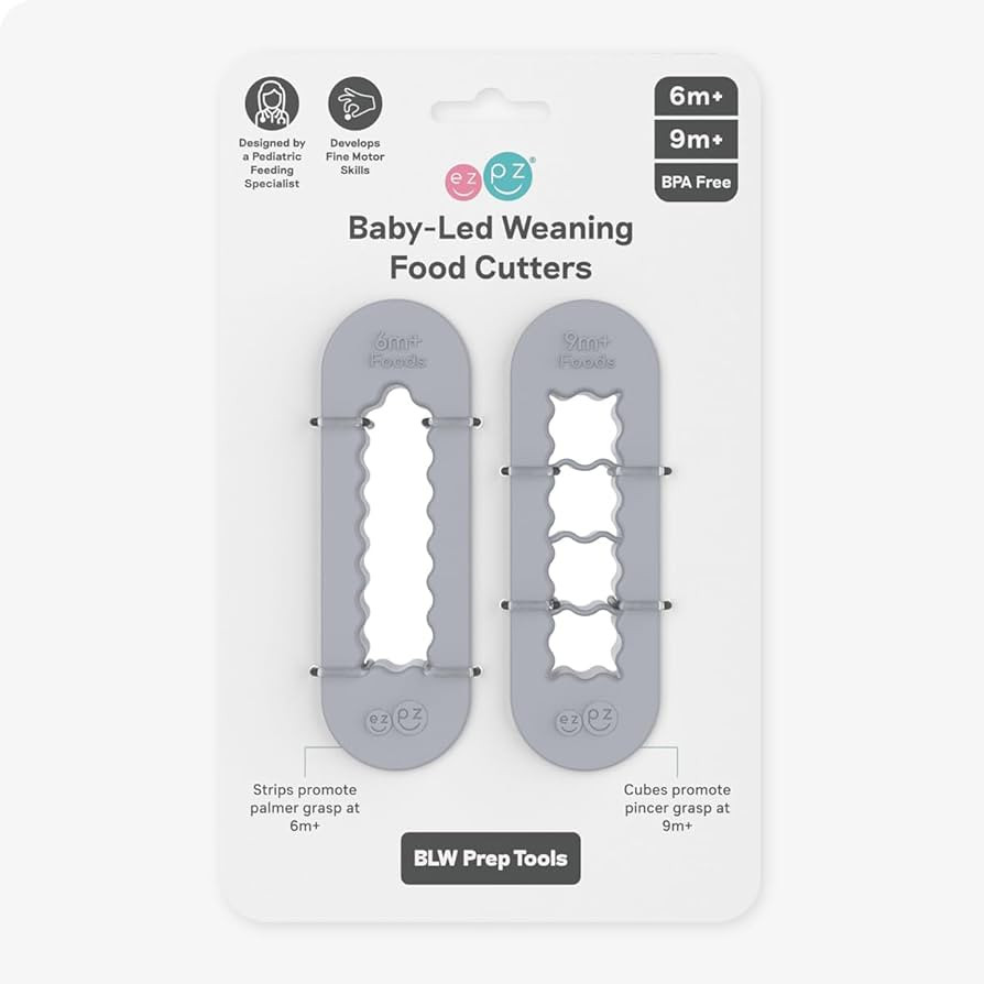 ezpz Baby-Led Weaning Food Cutters (2 pack in Pewter) - 6 / 9 Months + - Food Prep for Infants | Amazon (US)