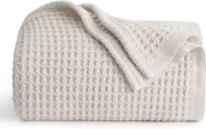 Bedsure 100% Cotton Blankets Twin XL Size for Bed - 405GSM Waffle Weave Blankets for Summer, Cozy... | Amazon (US)