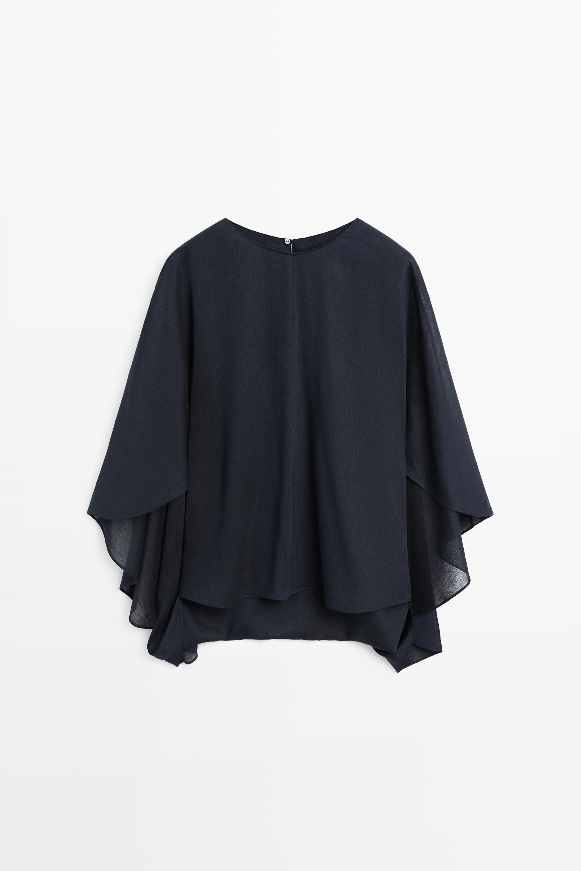 Asymmetric flowing cape | Massimo Dutti UK