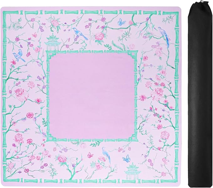 Purple and Green Mahjong Mat (31.5” x 31.5”) with Black Carrying Bag, Anti-Slip, Noise-Reduci... | Amazon (US)