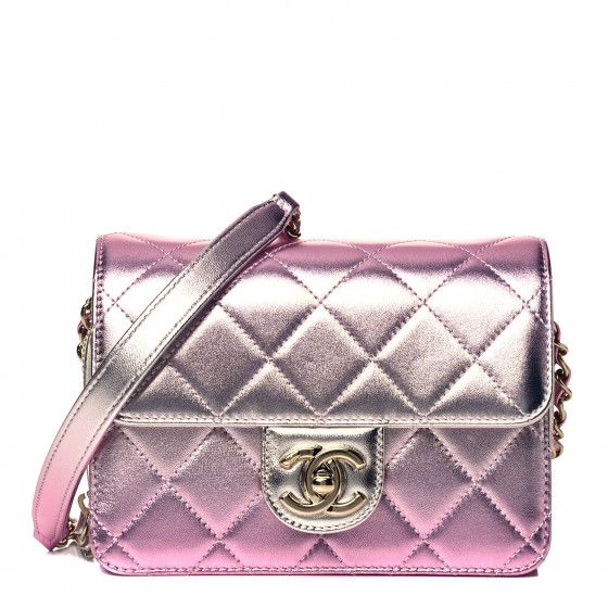 CHANEL Gradient Metallic Lambskin Quilted Mini Flap Bag Gold Pink | FASHIONPHILE (US)