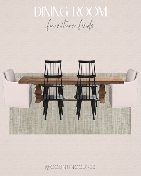 Update your dining room with this wooden table, neutral rug, black chairs and more! 
#springrefresh #homefinds #designtips #minimaliststyle

#LTKStyleTip #LTKSeasonal #LTKHome