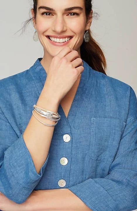 Pure Jill Yarn-Dyed Linen Button-Front Tunic | J. Jill