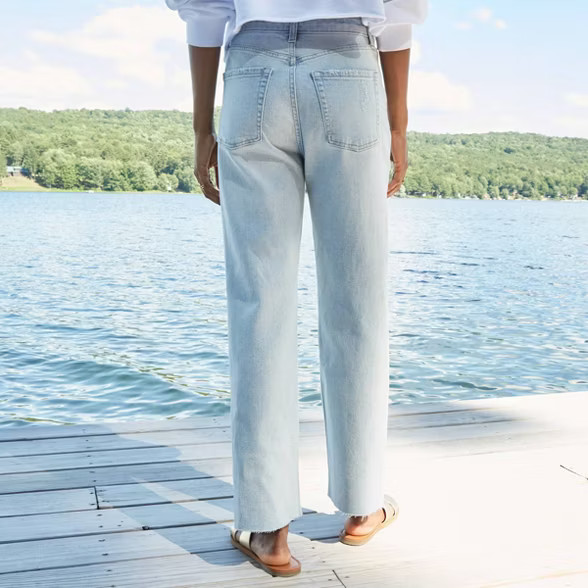 Women's Super-High Rise Distressed Straight Jeans - Wild Fable™ Light Wash | Target