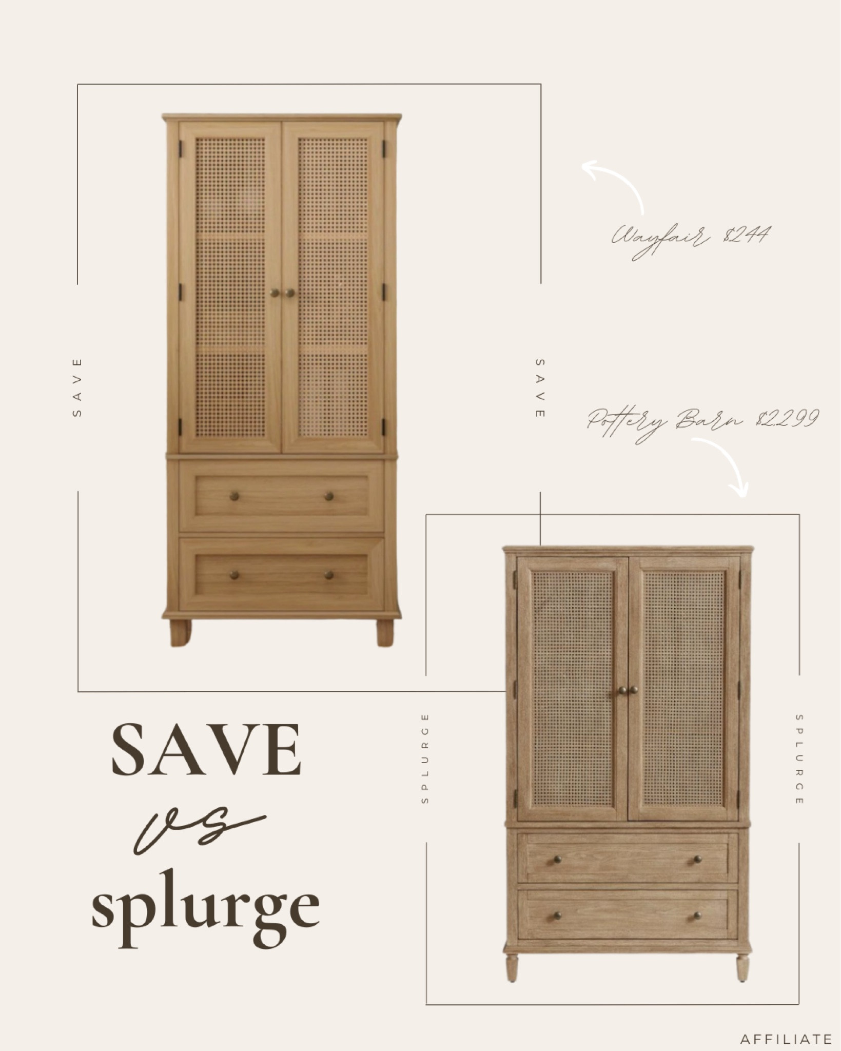 Accent cabinet, armoire, storage cabinet, designer dupe, look for less, save or splurge 

#LTKhome