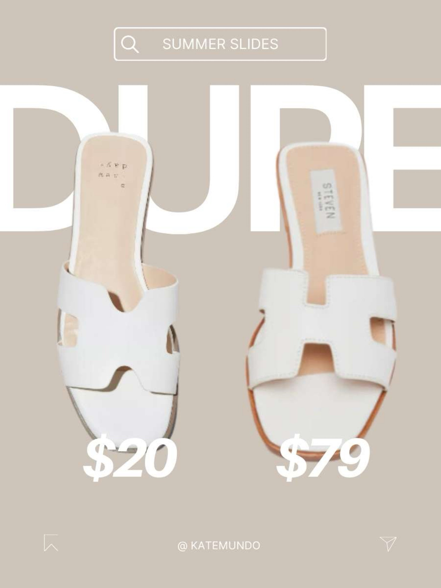 Summer sandal. Spring sandal. Dupe. Look for less. Look alike. Neutral style. Spring style. Summer style. Steve Madden. Slide sandal. White sandals. Target style. Target finds.

#LTKfindsunder50 #LTKshoecrush #LTKstyletip