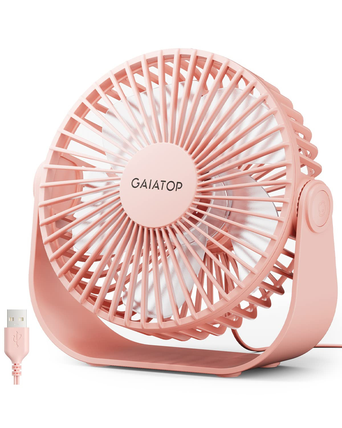 Gaiatop USB Desk Fan, 3 Speeds Strong Airflow, 5.5 Inch Portable 90° Rotate Quiet Cooling, Small... | Amazon (US)