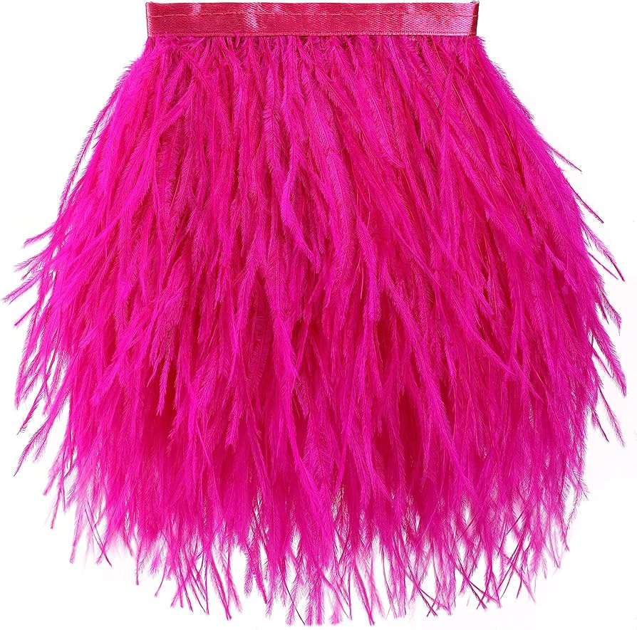 Soarer Fuchisa Feathers Fringe Trim - 2Yards 5-7inch Ostrich Feathers for DIY Sewing Clothing,Jew... | Amazon (US)