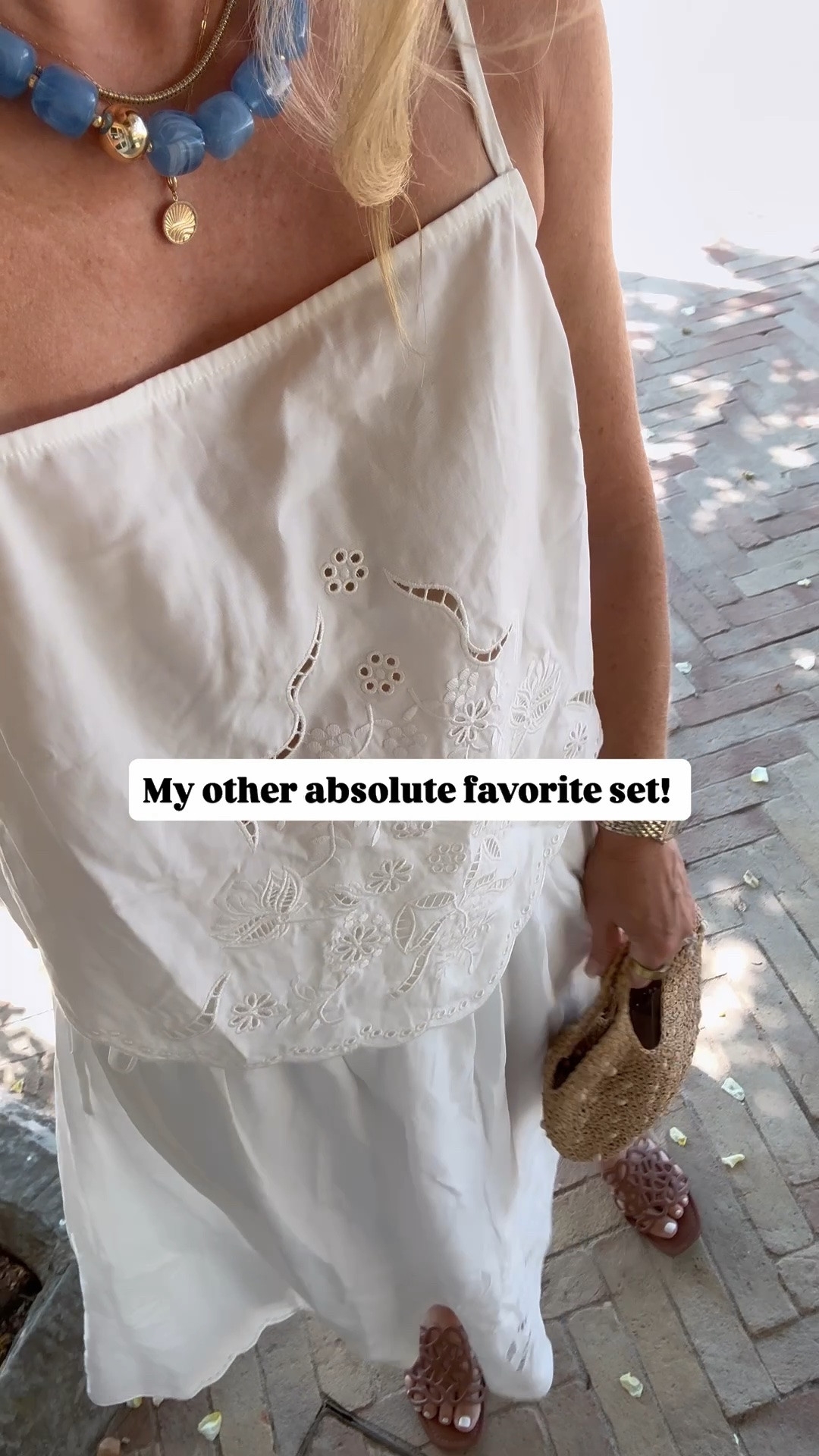 Obsessed with this gorgeous white set and all the pretty detailing! Wearing size small in both top and bottom!￼￼

#LTKOver40 #LTKootd #LTKTravel