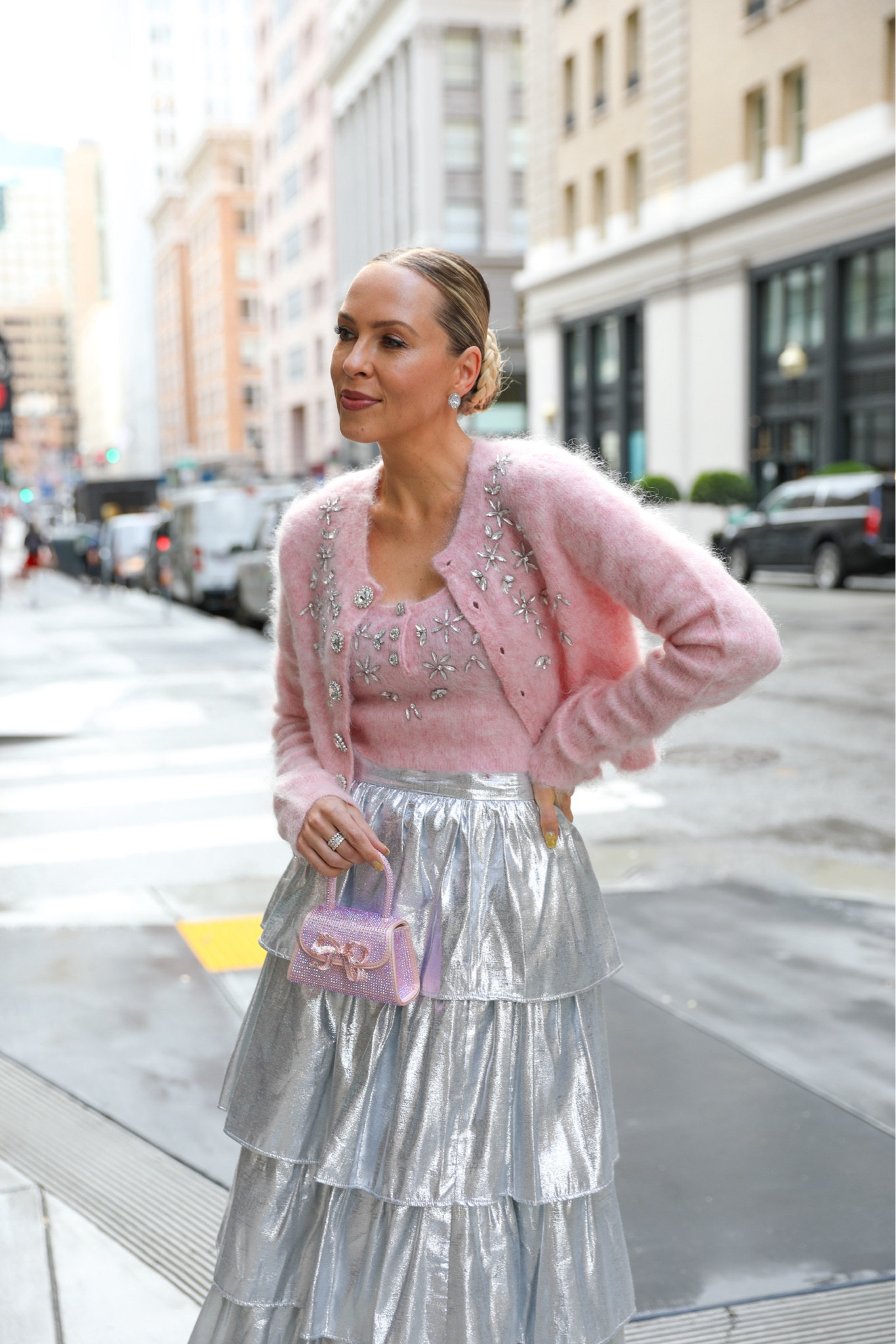 Pretty metallic skirt and Valentine’s Day outfit idea!#LTKMostLoved 

#LTKfindsunder50 #LTKfindsunder100