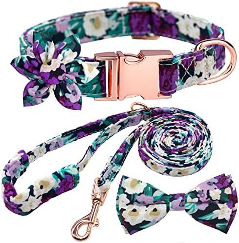 Dog Collar and Leash Sets Including Adjustable Strong Gold Buckle Collars with Beautiful Bowtie and  | Amazon (US)