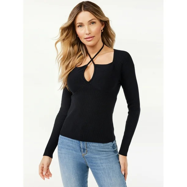 Sofia Jeans by Sofia Vergara Women's Ribbed Cut Out Top - Walmart.com | Walmart (US)