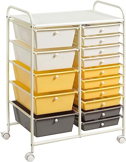 Giantex 15-Drawer Organizer Cart Office School Storage Cart Rolling Drawer Cart for Tools, Scrapb... | Amazon (US)