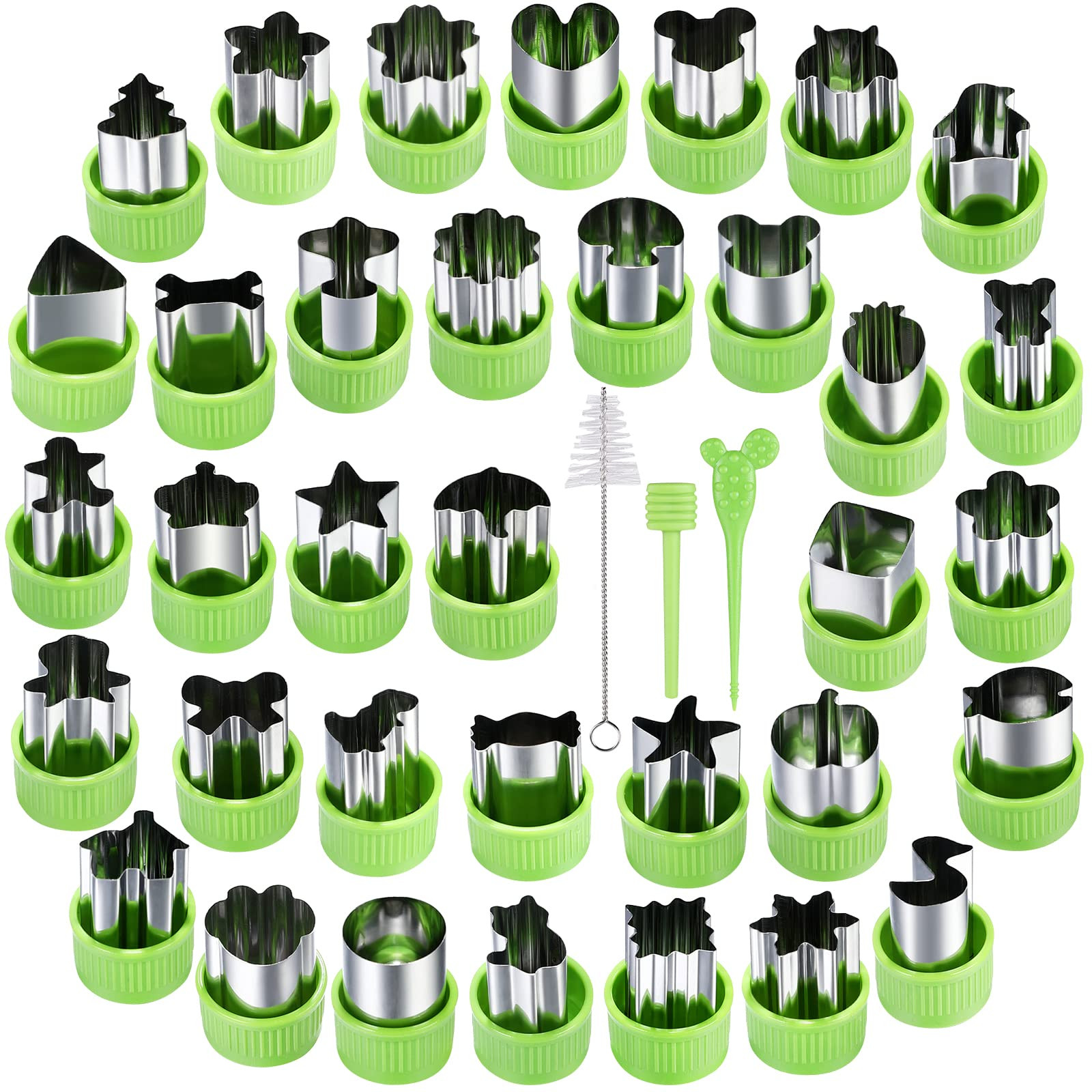 NEW LIVE 35 Pack Cookie Cutters Vegetable Fruit Cutter Shapes Stamps Mold Mini Cookie Cutters | Amazon (US)