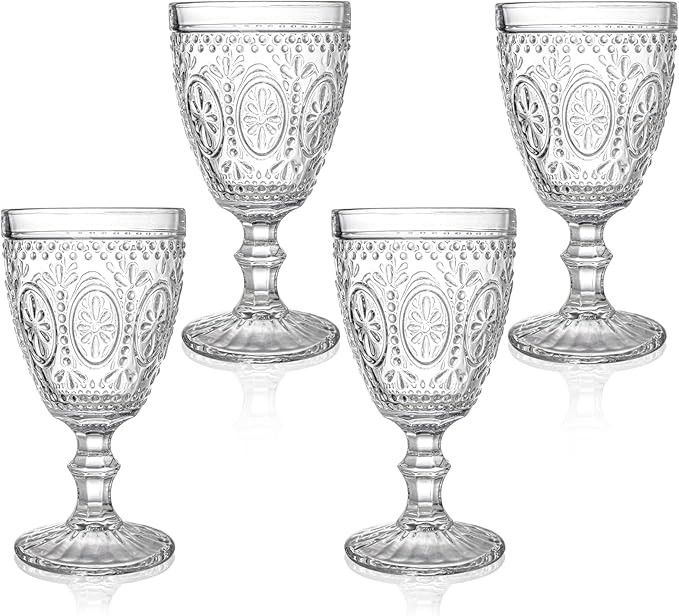 Bekith Clear Glass Goblets, Drinking Goblets Stemmed Water Glasses for Iced Tea Wine Juice Beer C... | Amazon (US)