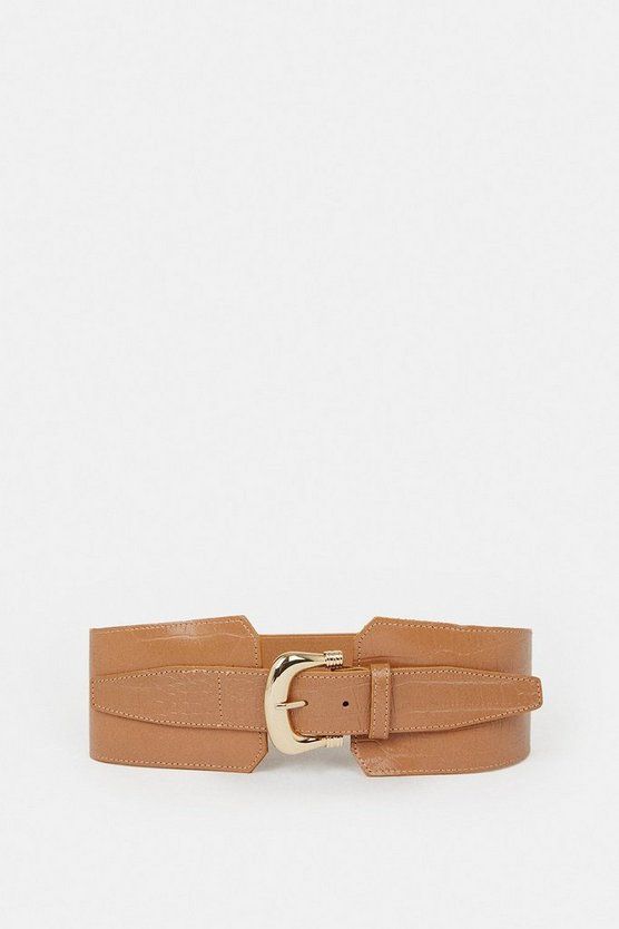 Leather Croc Chunky Waist Belt | Karen Millen US