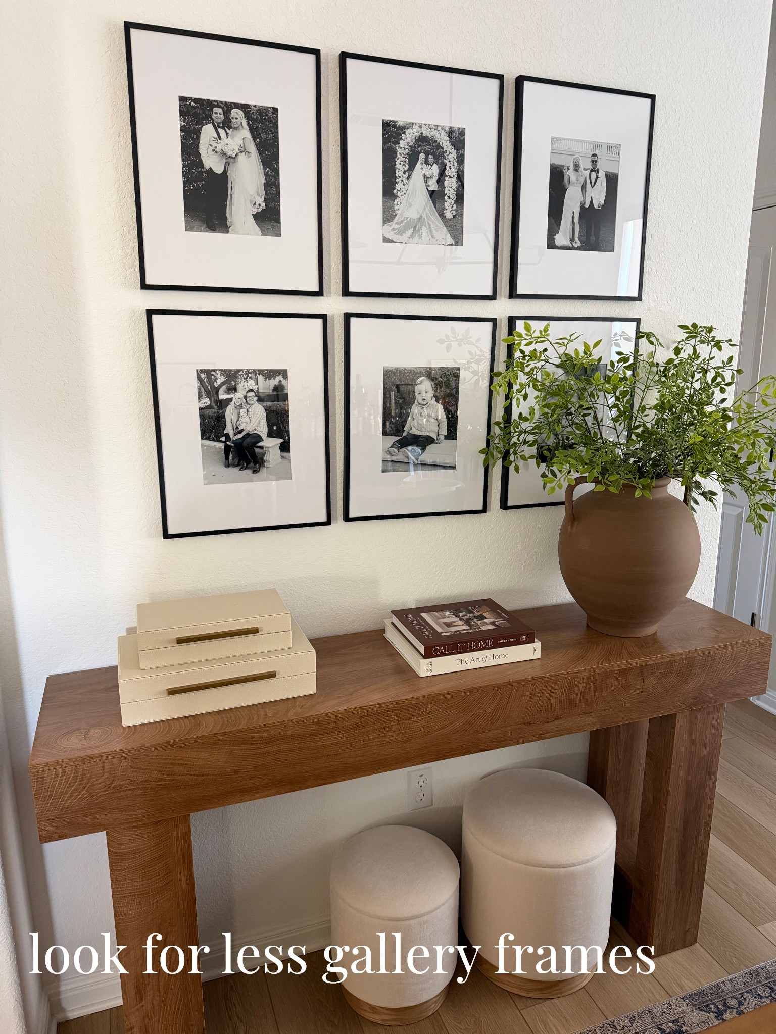 Look for Less Gallery Frames ✨

Only $25 and they are such great quality! Linked this whole look below 🌿🔗

Console table, gallery wall, gallery frames, mcgee vase, faux stems, entryway table, storage boxes, console styling, amazon finds, target style 

#LTKSaleAlert #LTKHome