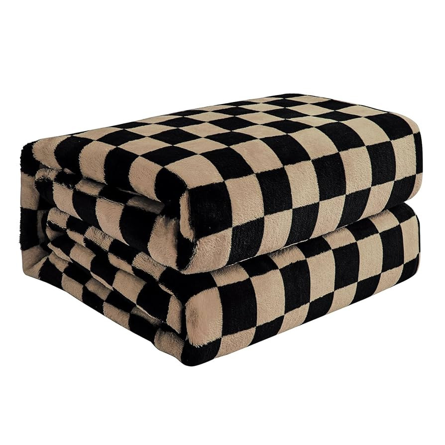 FY FIBER HOUSE Checkered Flannel Fleece Throw Blanket Soft Cozy Checkerboard Grid Print Chessboar... | Amazon (US)