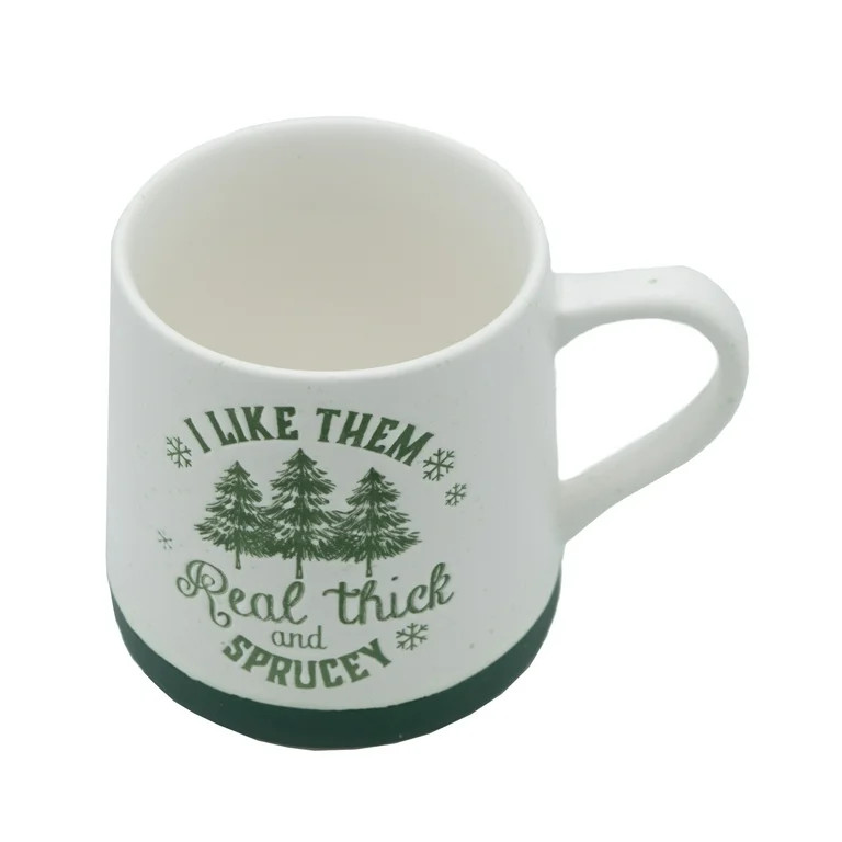 Stoneware Thick and Sprucey Mug, Green and White, 18 fl oz, by Holiday Time | Walmart (US)