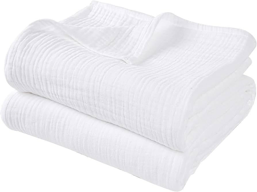 PHF 100% Cotton Muslin Blanket Queen Size 90" x 90", Lightweight and Breathable Blanket All Seaso... | Amazon (US)
