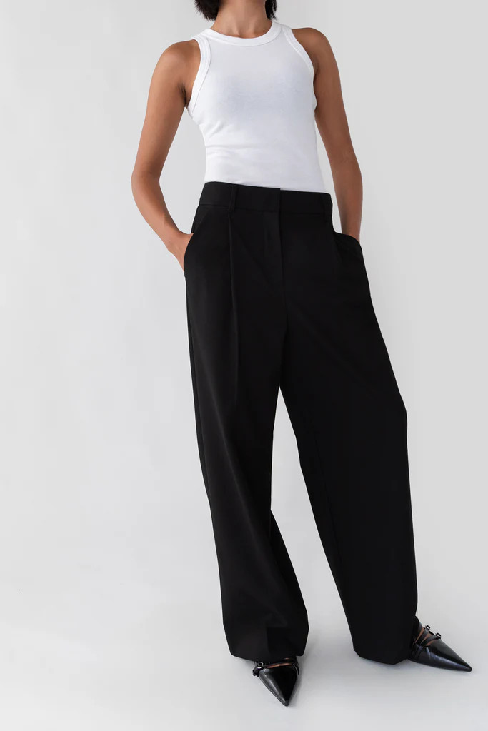 WIDE LEG HIGH-RISE DRESS PANT | OAK + FORT