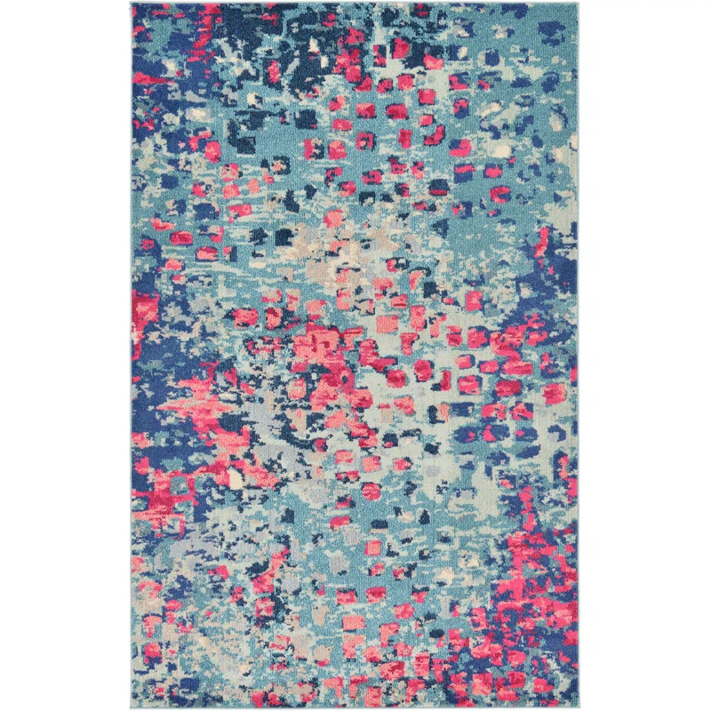 Abstract Faux Leather Multicolor Area Rug | Wayfair North America