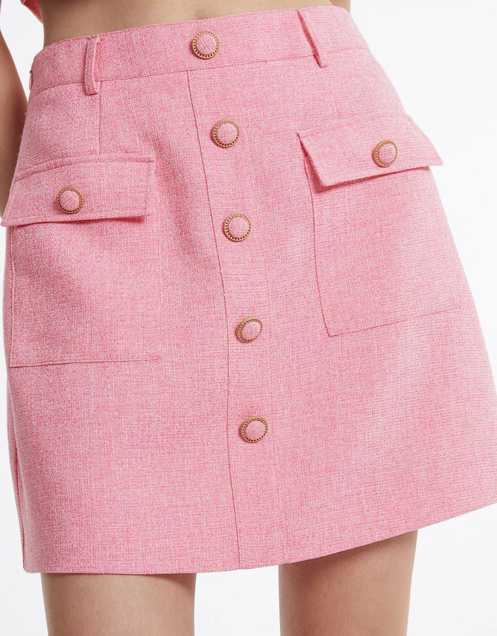 Textured Skirt With Buttons | Urban Revivo