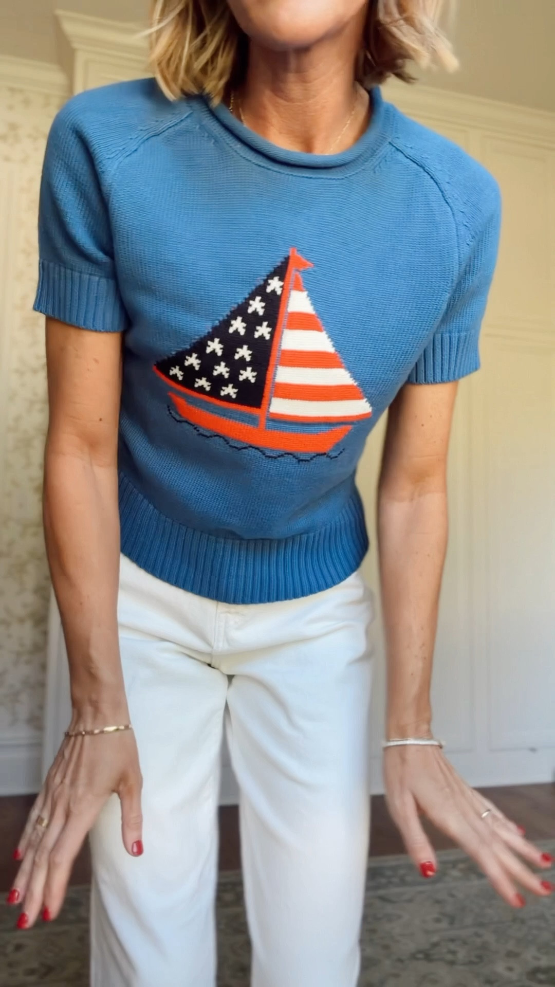 Xs in sweater 
2 in jeans 