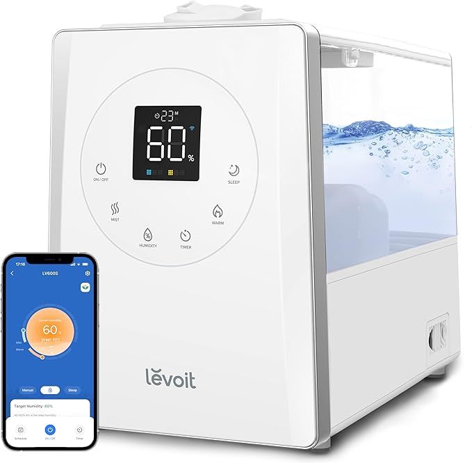 LEVOIT LV600S Smart Warm and Cool Mist Humidifiers for Home Bedroom Large Room, (6L) 753ft² Cove... | Amazon (US)