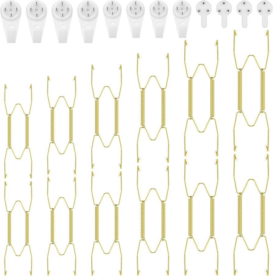Hotop 12 Pcs Wall Plate Hangers Wire Invisible,4/6/8/10/12/14 Inch,Gold | Amazon (US)
