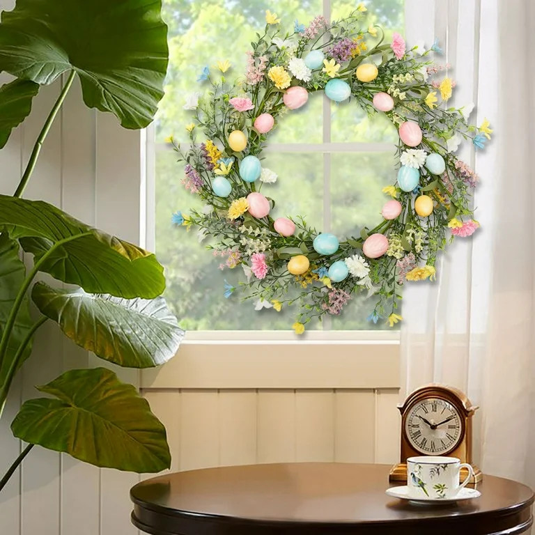 20 Inch Artificial Easter Wreath for Front Door Spring Easter Garland Wreath with Colorful Pastel... | Walmart (US)