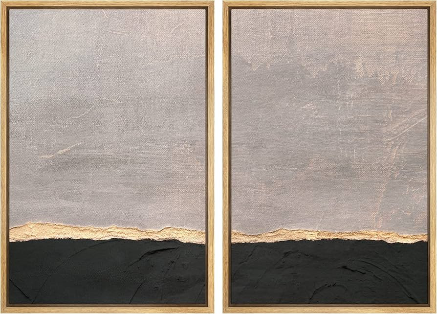 Amazon.com: MUDECOR Framed Canvas Print Wall Art Set Gold Gray Pastel Watercolor Stroke Abstract ... | Amazon (US)