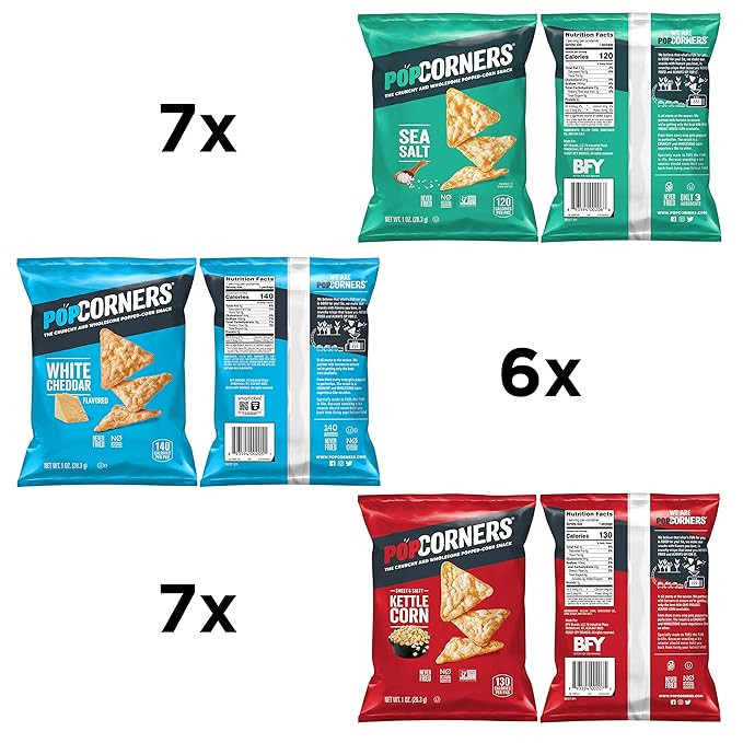 PopCorners Popped Corn Snacks, 3 Flavor Variety Pack, 1oz Bags (20 Pack) | Amazon (US)