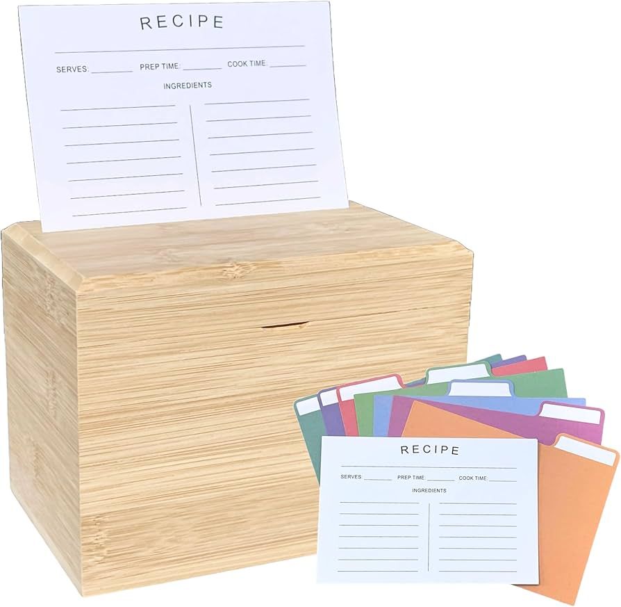Raven Fields Co. Recipe Box with Cards and Dividers | 12 Recipe Card Dividers, 80 Blank Recipe Ca... | Amazon (US)