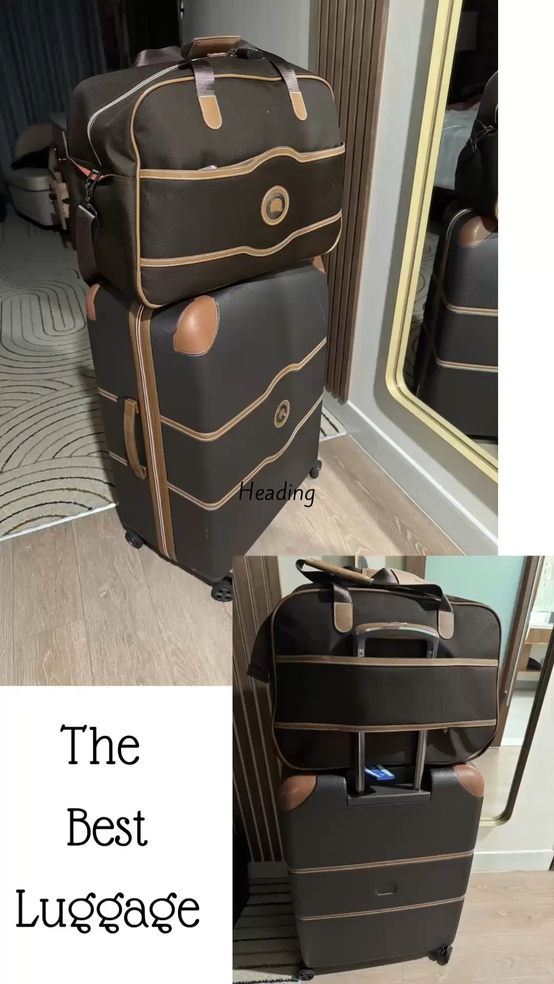 After years of testing various luggage brands, Delsey has become our preferred choice for travel. 
After several trips and flights, our bags still look as good as new—perhaps a few minor scuffs but nothing major like broken wheels or cracked cases. It truly pays to invest in quality luggage, especially for frequent travelers. 

Besides the carry-on duffel shown atop the large suitcase, I also own a hard case carry-on, which my son was using when I took this photo. 

All suitcases feature TSA-accessible zipper locks; the duffel has a combination lock with numbers on the side. The Duffel also features a backstrap opening to slide over a suitcase handle, along with a carry strap and handles. it has since been discontinued so I suggest the shoulder strap bag as a good alternative. ￼

For detailed specifications and features, click on your preferred case to learn more.

#LTKTravel #LTKmomlife #LTKWedding