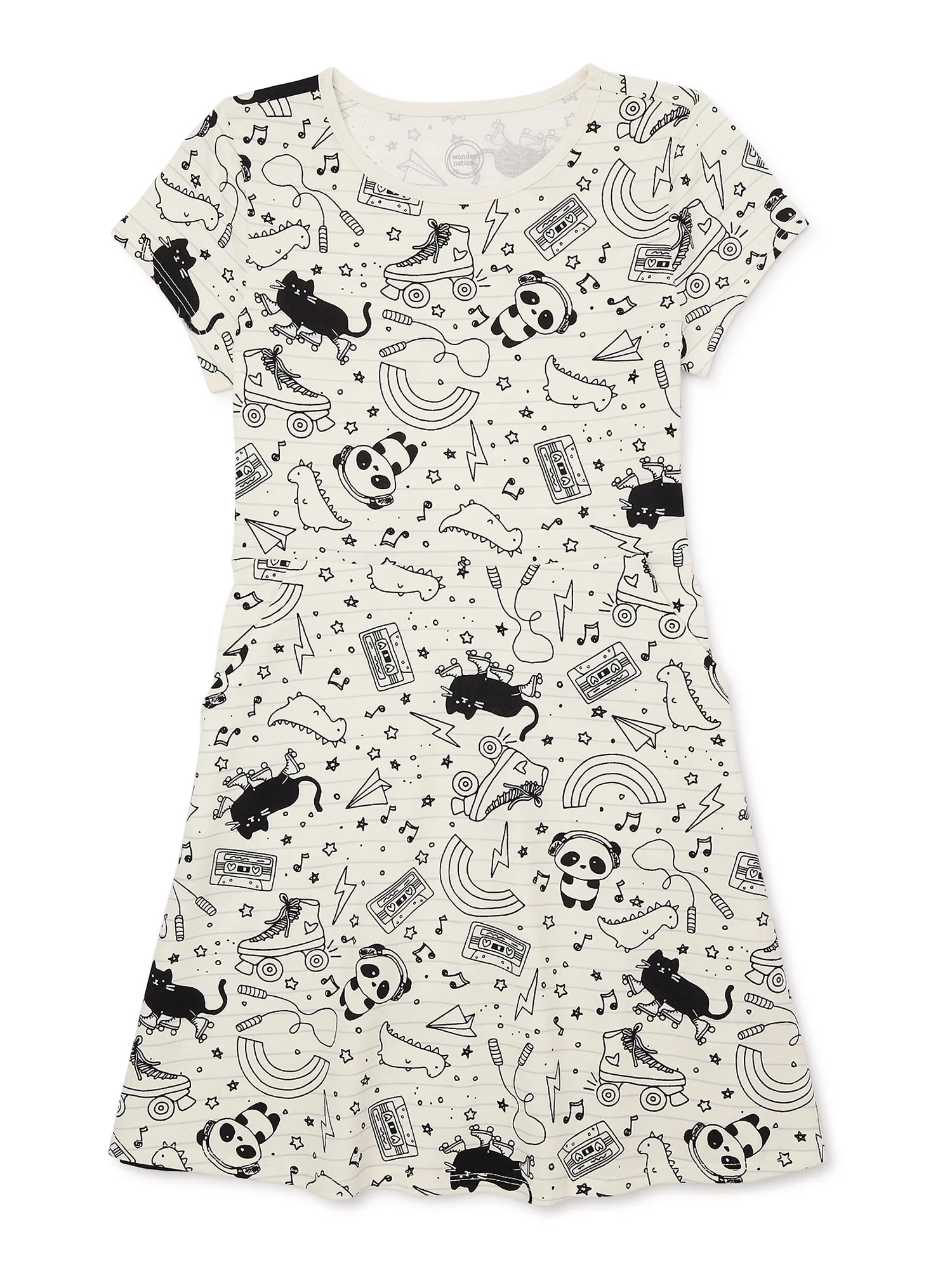 Wonder Nation Girls Short Sleeve Play Dress with Pockets, Sizes 4-18 | Walmart (US)