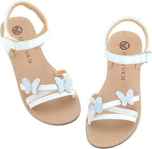 FLYFUPPY Girls Sandals Kids Strap Flat Sandals Open Toe Summer butterfly Casual Sandals | Amazon (US)
