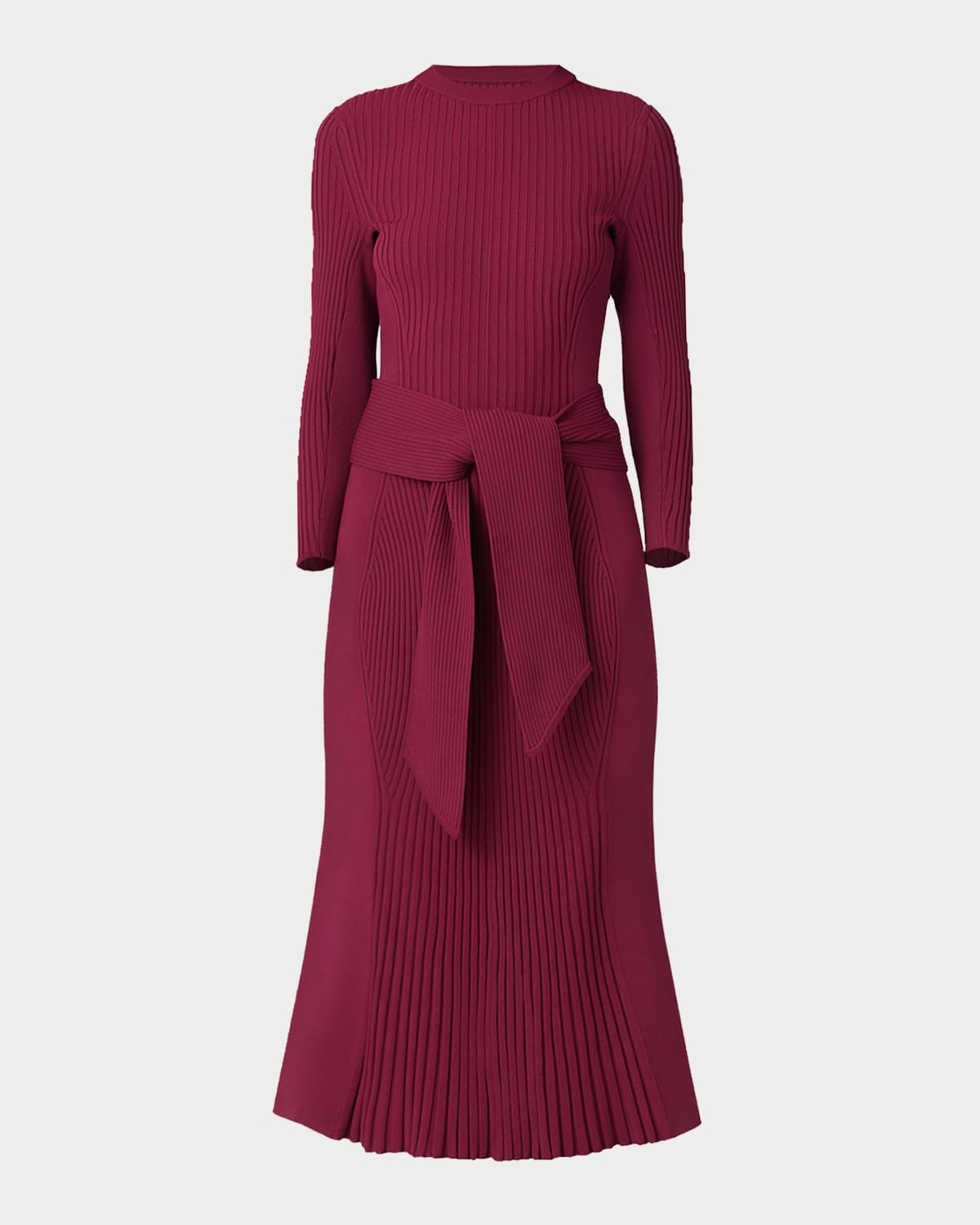 Sam Tie-Waist Rib Knit Mermaid Midi Dress | Neiman Marcus