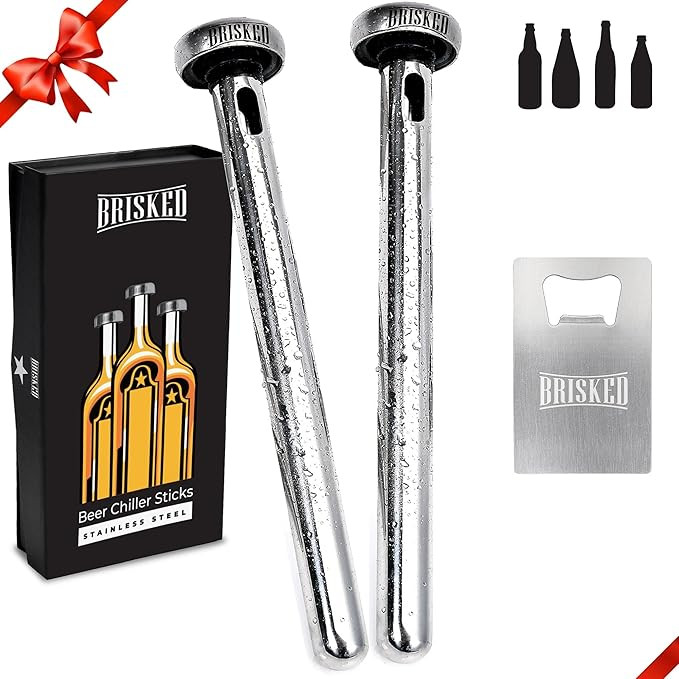 Beer Chiller Sticks for Bottles Set | 2 Stainless Steel Cooling Chillers | Christmas Gift Accesso... | Amazon (US)