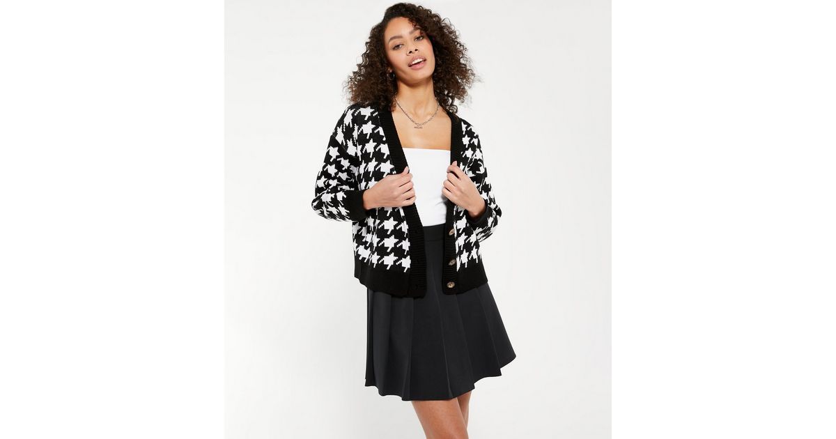 Cameo Rose Black Dogtooth Button Cardigan 
						
						Add to Saved Items
						Remove from Save... | New Look (UK)