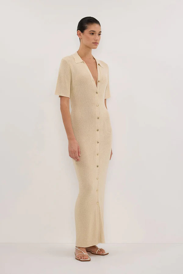 LIAM NATURAL KNIT POLO MAXI DRESS | DISSH