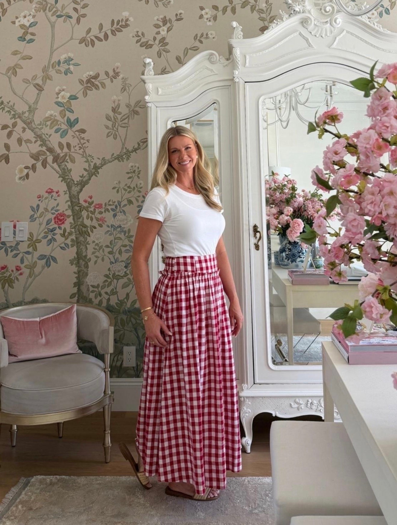 You’ll wear this darling red checked skirt on repeat! It’s so comfy. Pair it with this basic white tee and rattan slides for an easy summer outfit.

#LTKootd #LTKSeasonal #LTKgrwm
