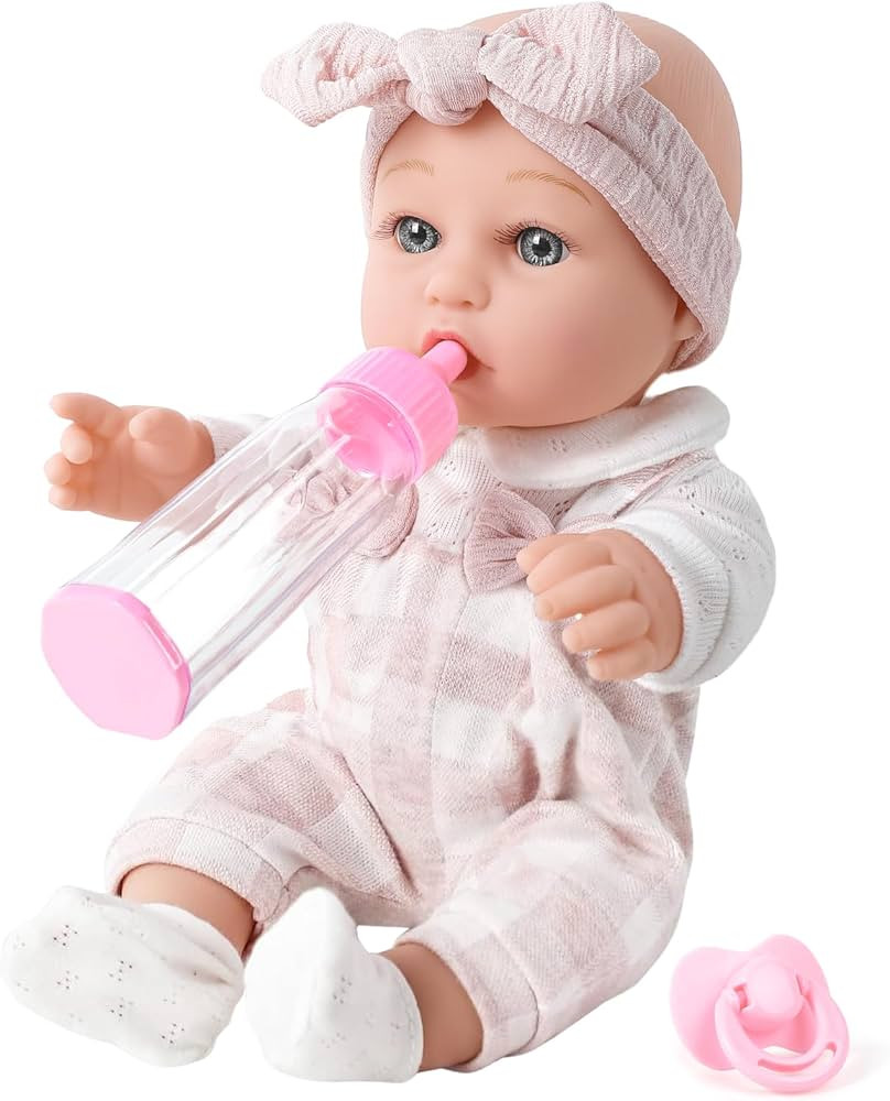 12'' Baby Doll and Clothes Accessories Playset with Feeding Bottle Pacifier First Baby Dolls for ... | Amazon (US)