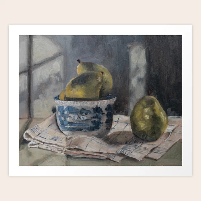 Pears in a Transferware Bowl (1) Art Print | Society6